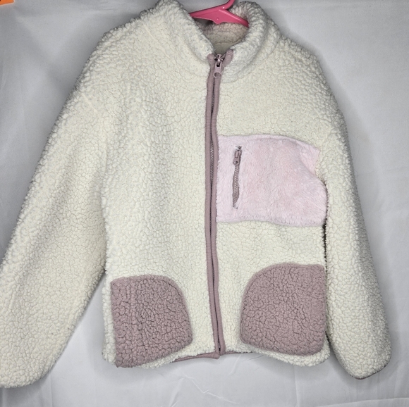 Cat & Jack Other - Size Medium 7/8 Cat & Jack Cream and Pink Kids Fleece Jacket Like New Patchwork